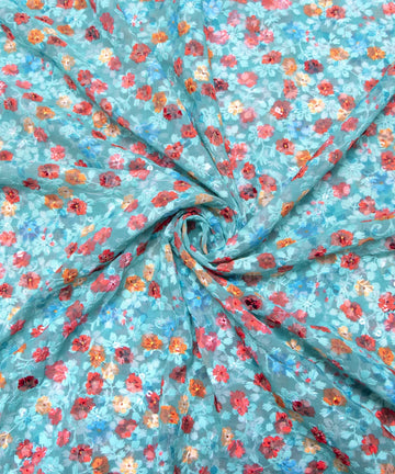 chikankari georgette embroidery fabric